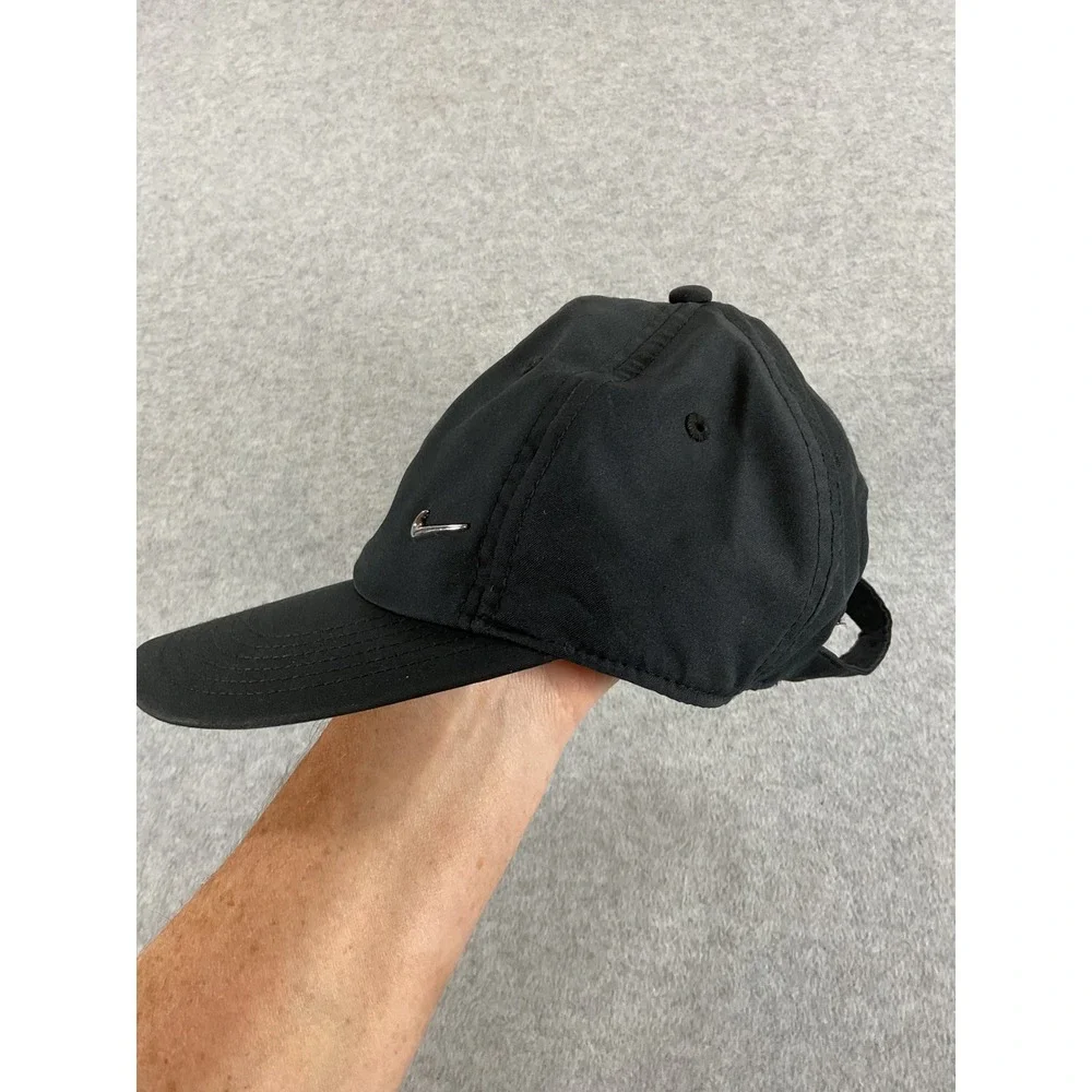 Nike Heritage 86 Adjustable Hat Black Metallic Swoosh Logo Cap One Size